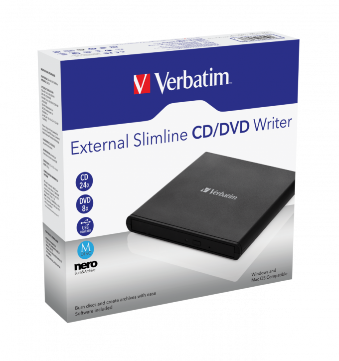 Ổ đĩa cắm ngoài Verbatim Silmline CD/DVD USB 2.0 Đen